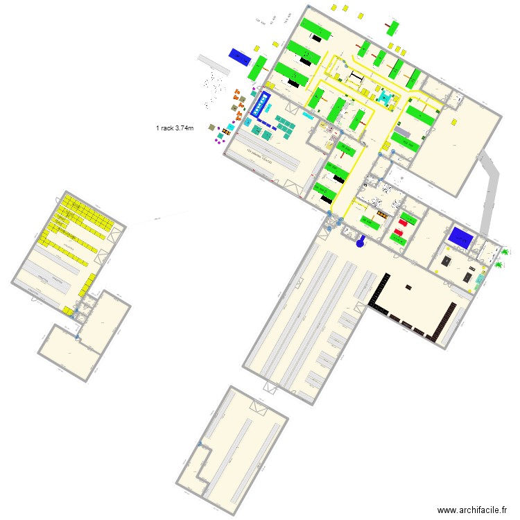 centrale martiplast. Plan de 31 pièces et 3608 m2