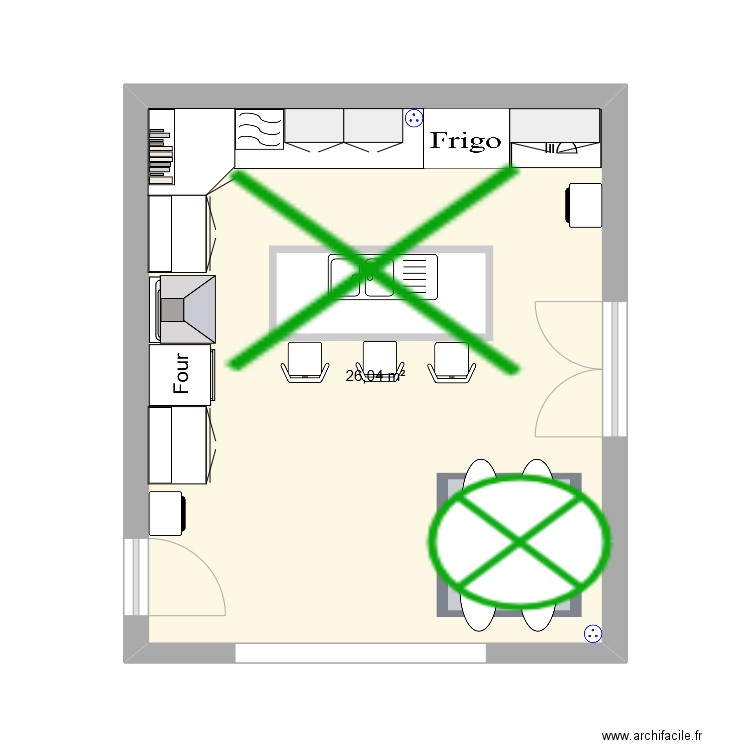 cuisine alan. Plan de 1 pièce et 26 m2