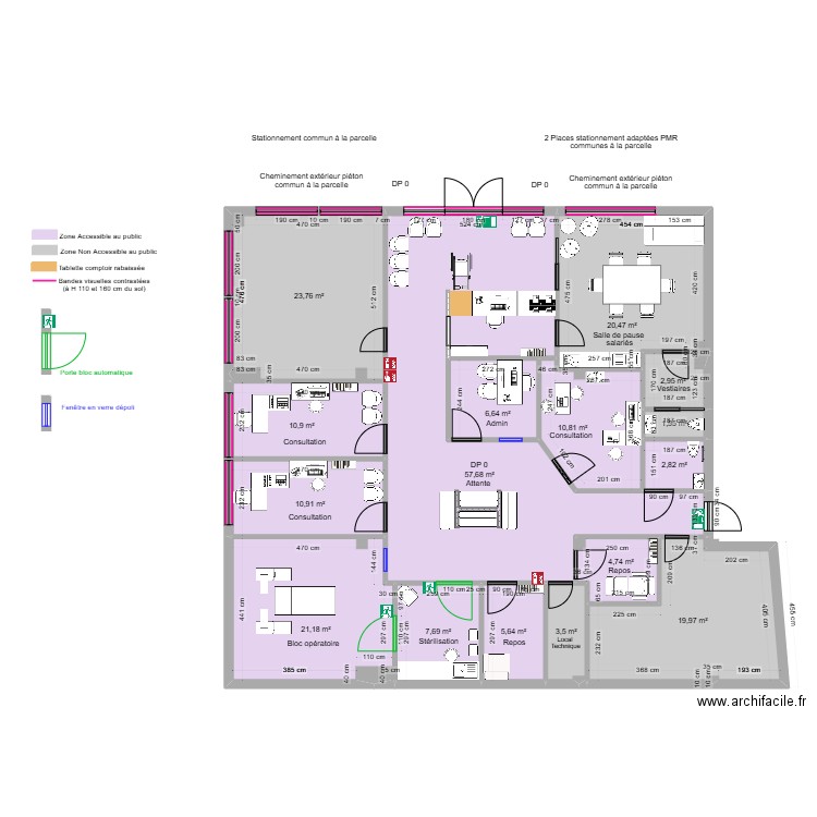 SAS TELEOPHTALMO APRÈS TRAVAUX. Plan de 16 pièces et 211 m2