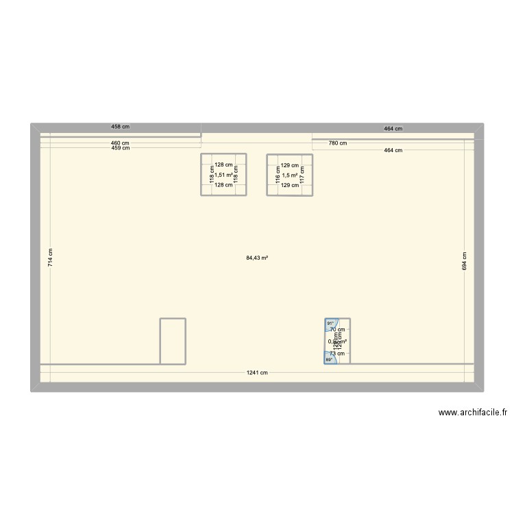 combles. Plan de 4 pièces et 92 m2