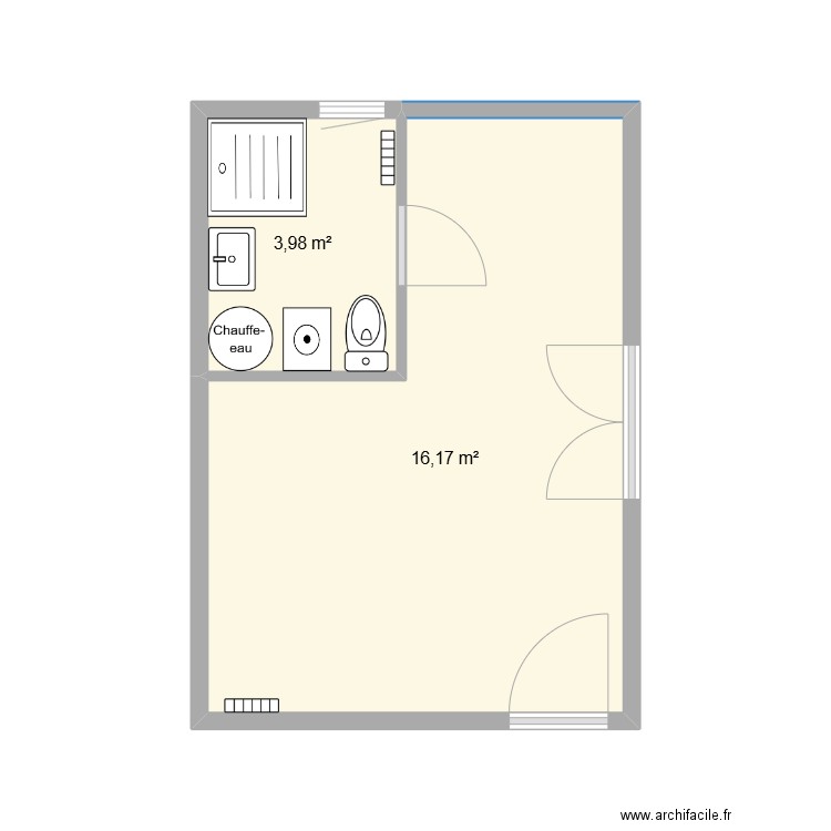 studio. Plan de 2 pièces et 20 m2