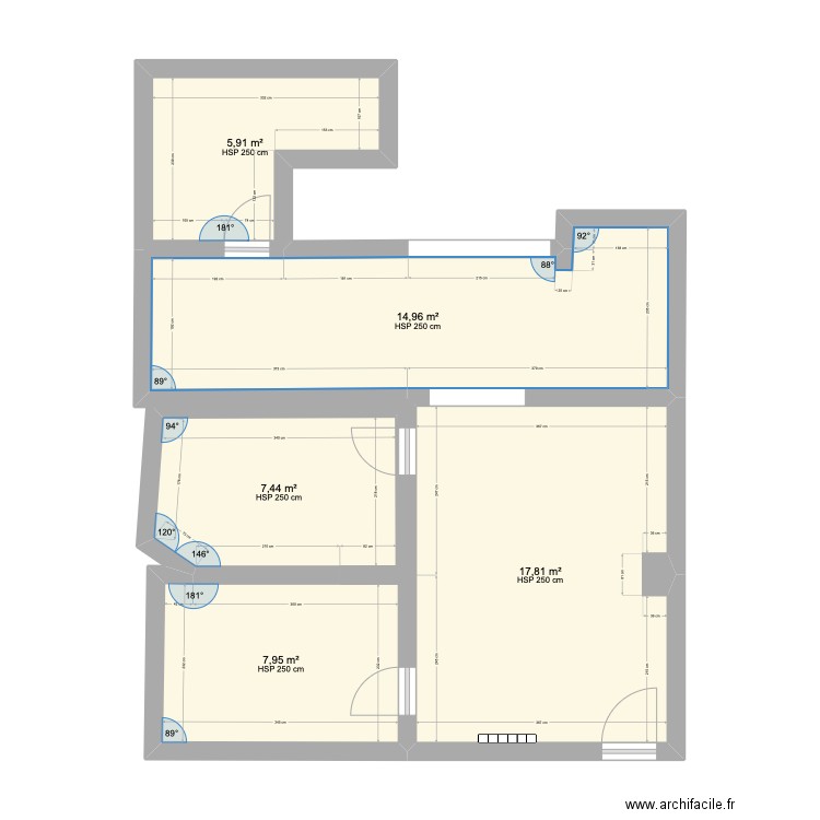 Maison Loison. Plan de 5 pièces et 54 m2