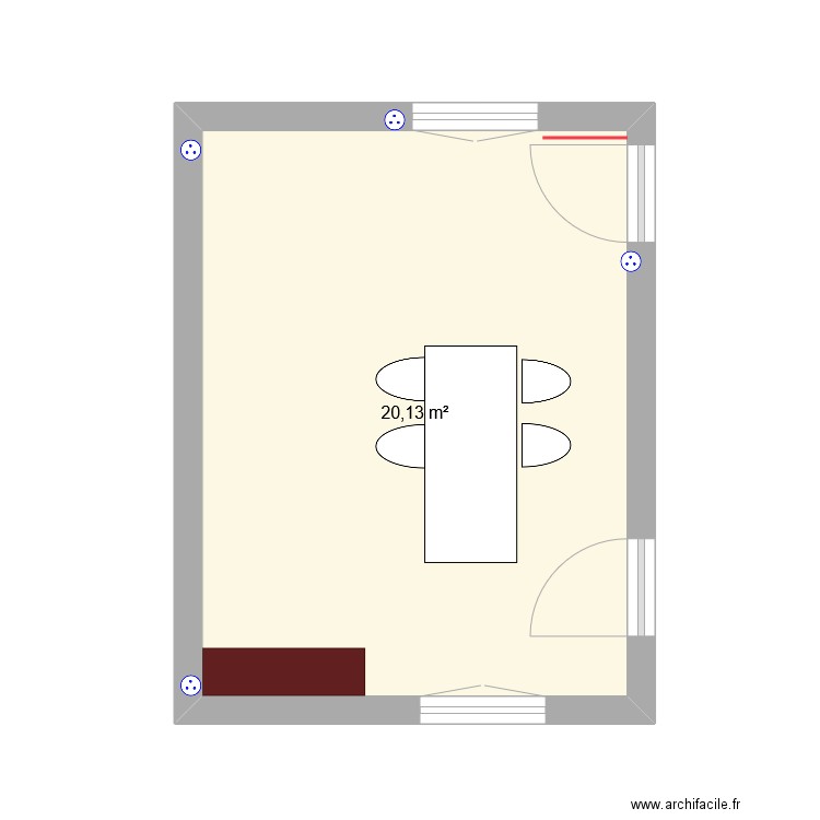 salon. Plan de 1 pièce et 20 m2