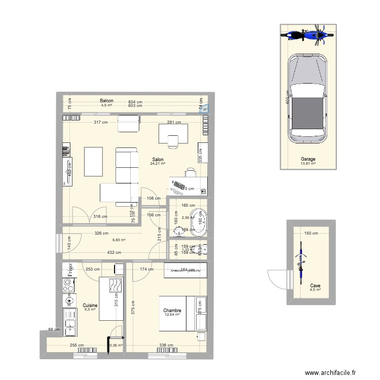 Appart. Plan de 10 pièces et 80 m2