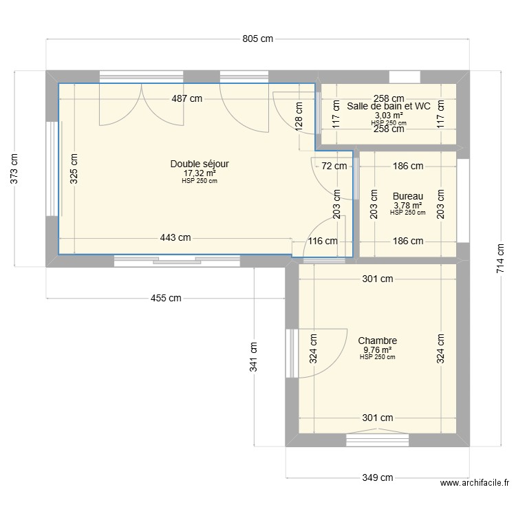 Bilmont. Plan de 4 pièces et 34 m2