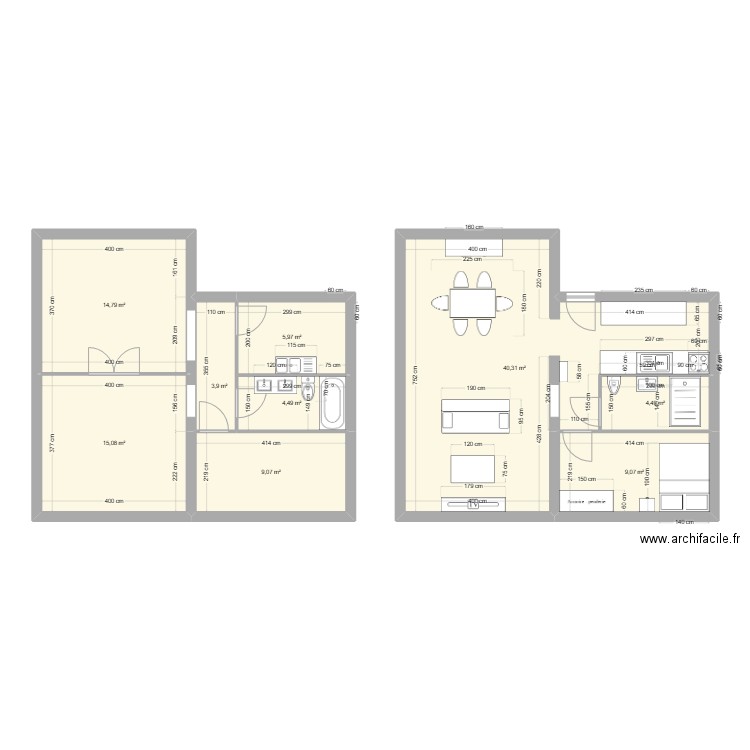 maison2. Plan de 9 pièces et 107 m2