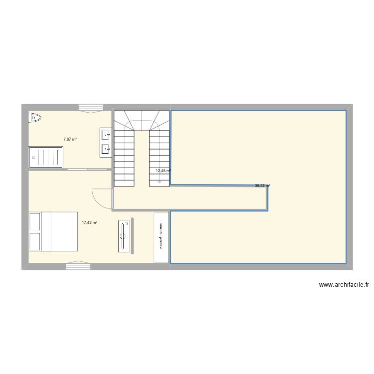 etage sicioreix. Plan de 4 pièces et 77 m2