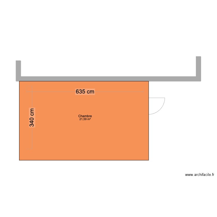 CHAMBNRE RDC . Plan de 1 pièce et 22 m2