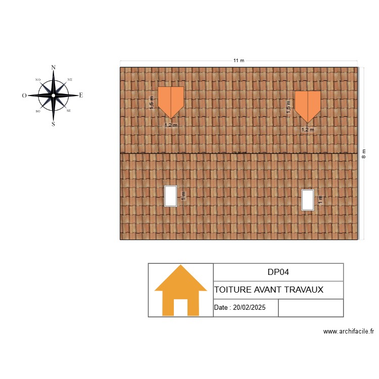 DP04 TOITURE AVANT TRAVAUX. Plan de 1 pièce et 79 m2