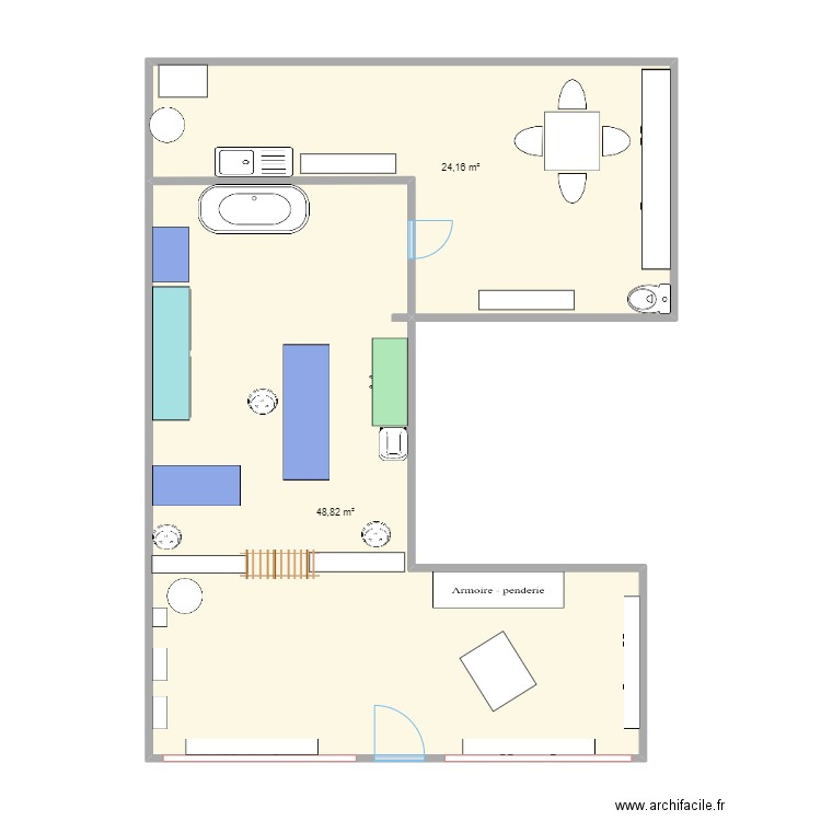 plan salon groomer . Plan de 2 pièces et 73 m2