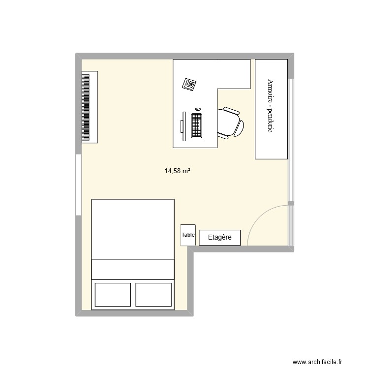 Appart 2. Plan de 1 pièce et 15 m2