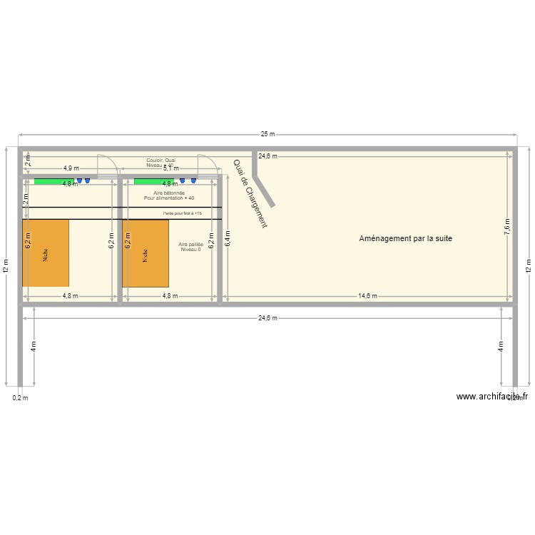 GAEC du PRE MAILLEY. Plan de 3 pièces et 182 m2