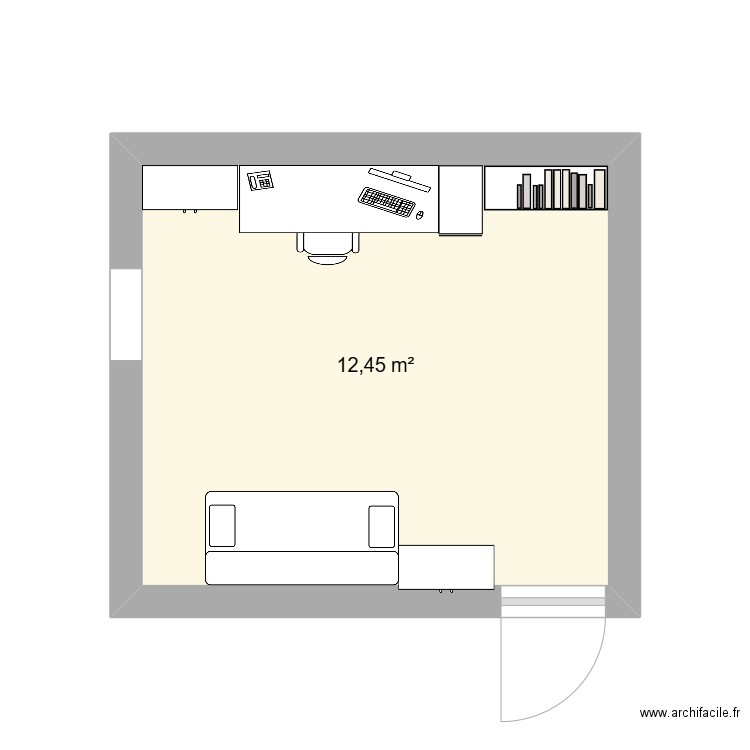 bureau futur. Plan de 1 pièce et 12 m2