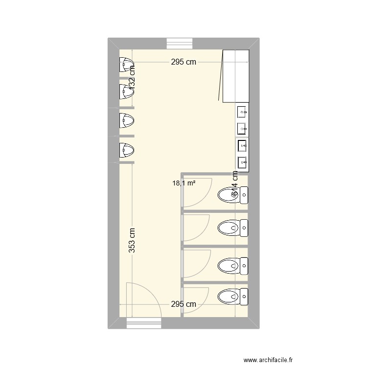 plan DIV. Plan de 1 pièce et 18 m2