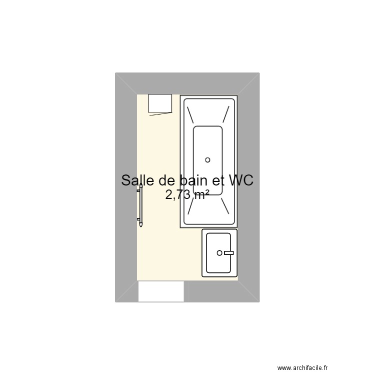 sdb. Plan de 1 pièce et 3 m2