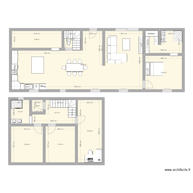 RESCREN. Plan de 11 pièces et 157 m2