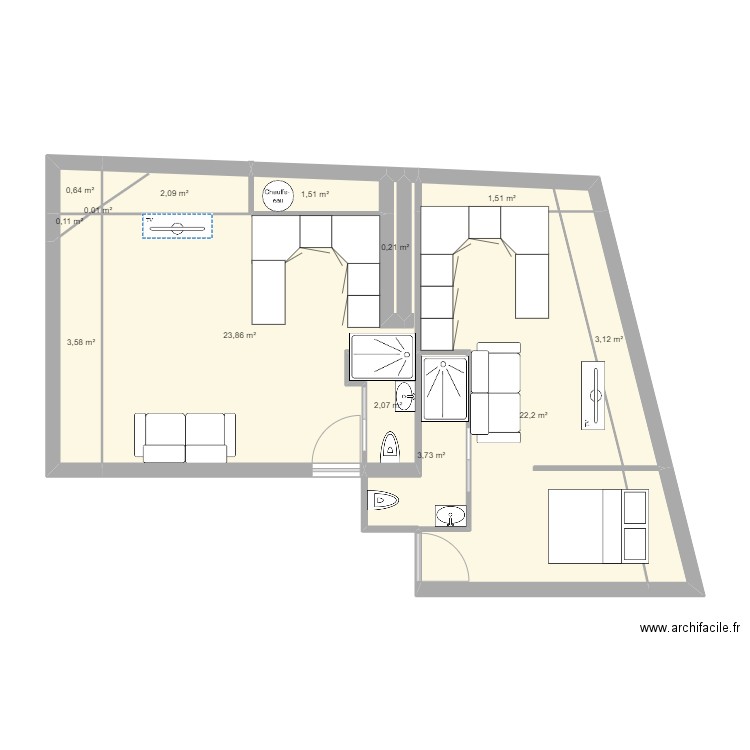 22 PAULIANI 2. Plan de 13 pièces et 65 m2