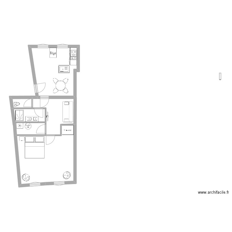 sisteron. Plan de 3 pièces et 21 m2