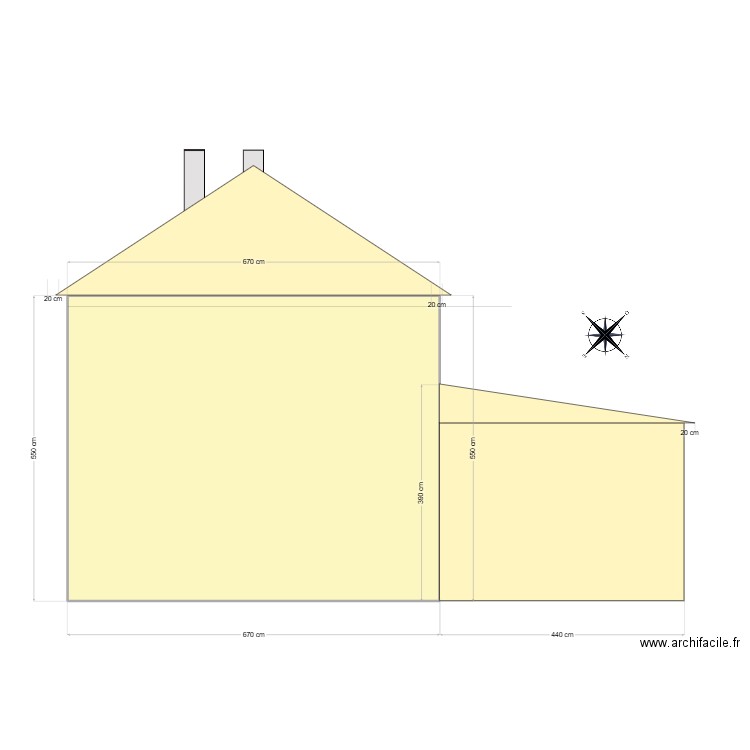 DP PLAN FACADE LATERAL EST SANS MODIFICATION. Plan de 1 pièce et 37 m2