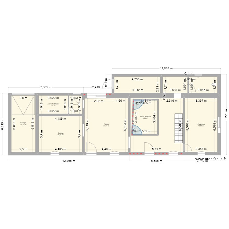 PLAN VILLEBON 02. Plan de 9 pièces et 139 m2