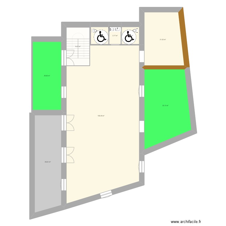 salle st front. Plan de 24 pièces et 613 m2