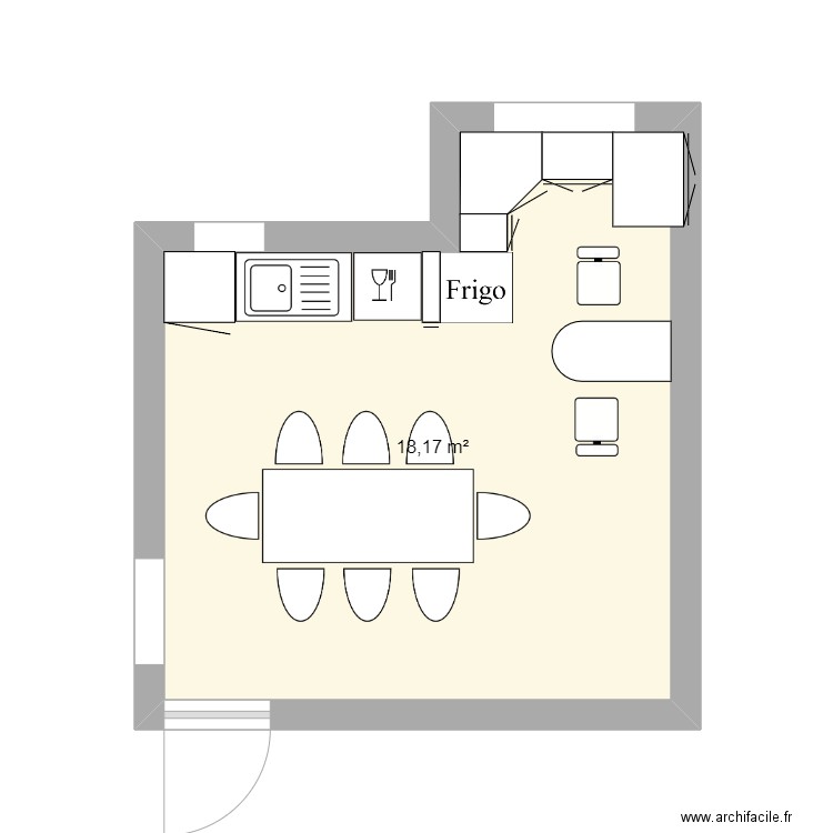 CUISINE new. Plan de 1 pièce et 18 m2