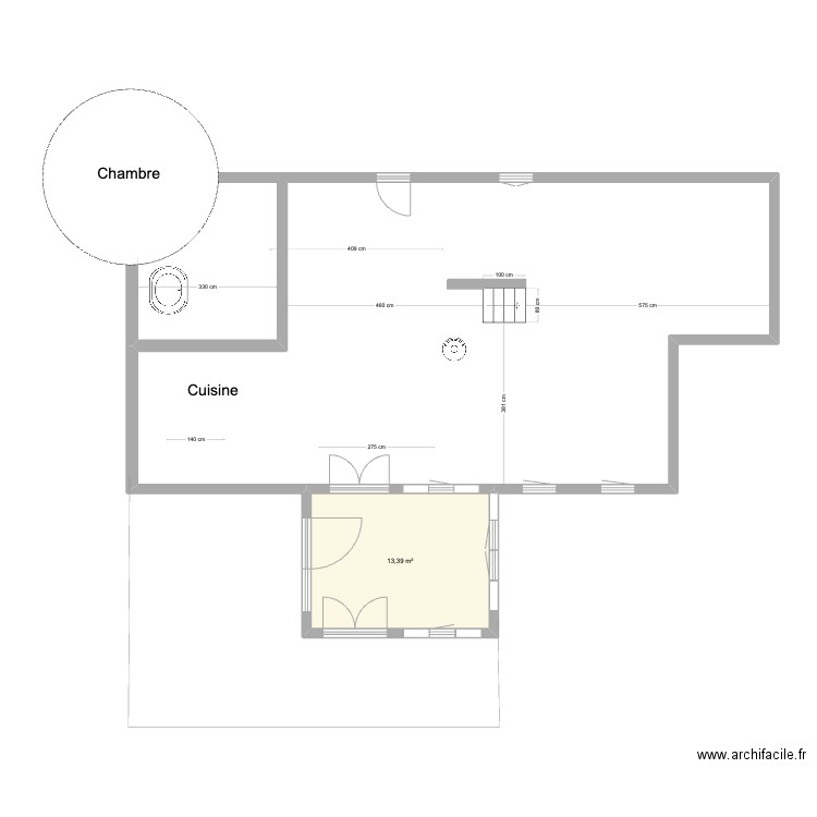 St-Romain - étage plan de base. Plan de 1 pièce et 13 m2