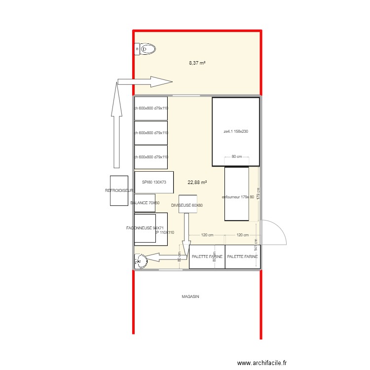 ASNELLE. Plan de 2 pièces et 31 m2