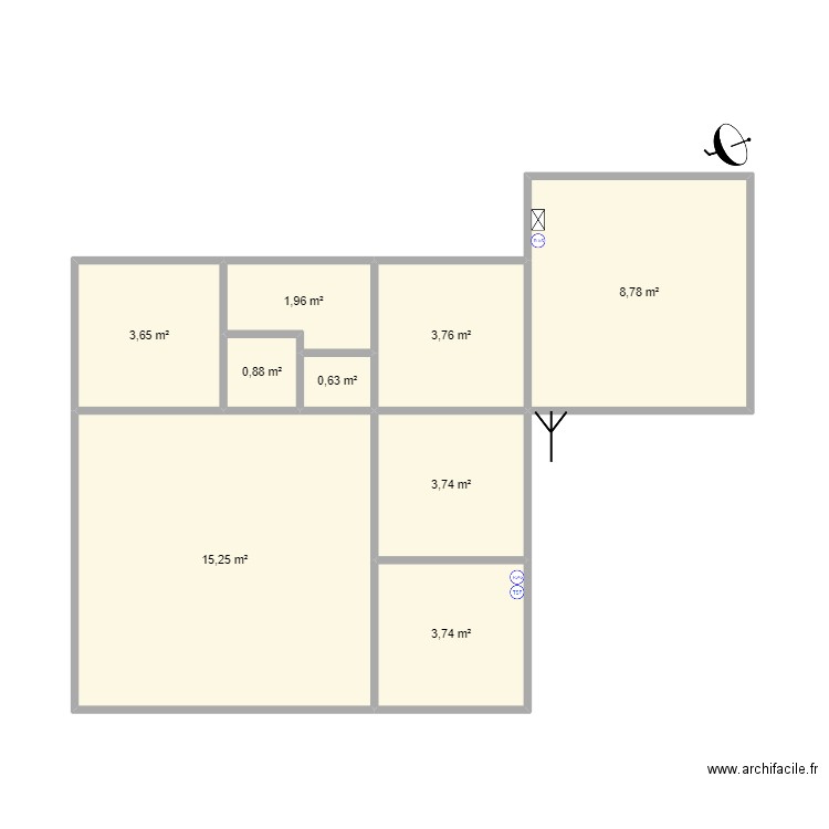 mamie maison. Plan de 9 pièces et 42 m2