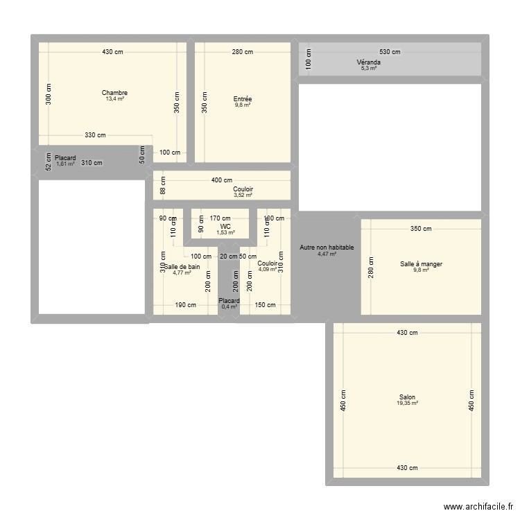 RDC v2. Plan de 12 pièces et 78 m2