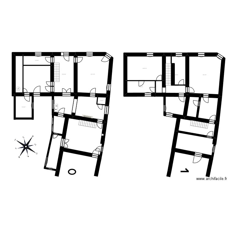 Maison. Plan de 6 pièces et 63 m2