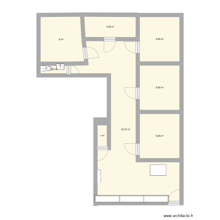 cours 1 esthetique. Plan de 8 pièces et 76 m2