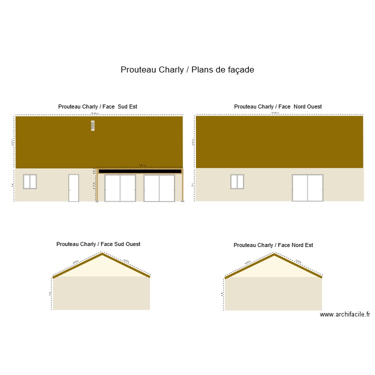 Prouteau Charly plan de facade. Plan de 4 pièces et 219 m2