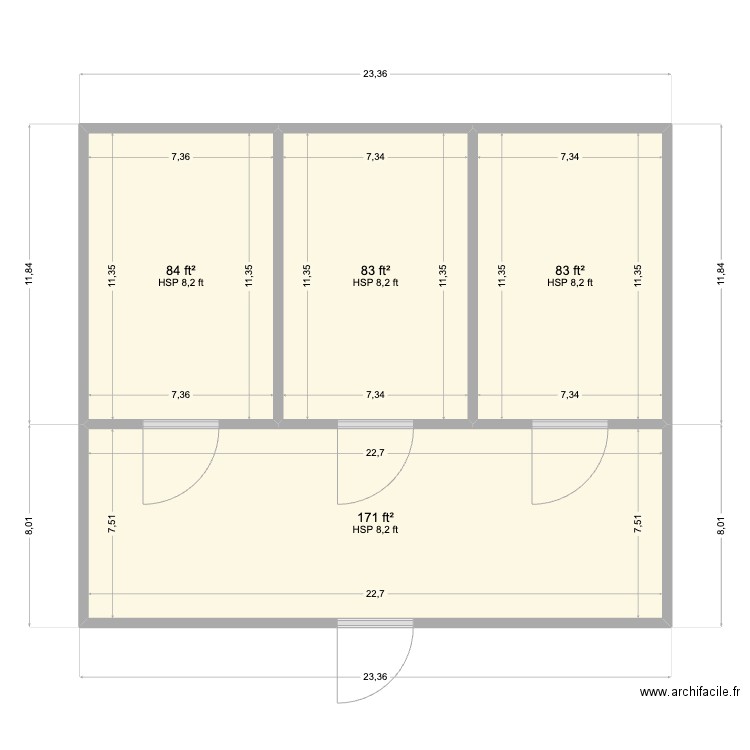 Rento - 3 Chambers + Ante. Plan de 4 pièces et 39 m2