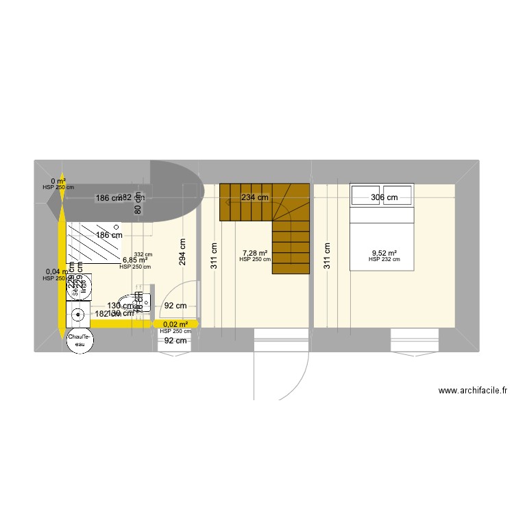 rdc. Plan de 6 pièces et 24 m2