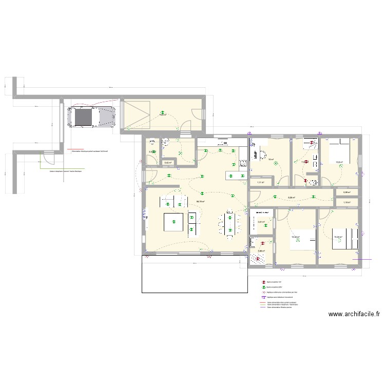 Projet Villa_02. Plan de 16 pièces et 156 m2