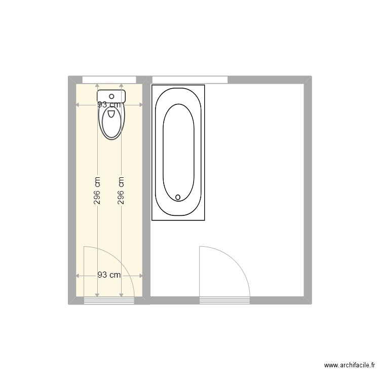 Etat_actuel_Coiffard. Plan de 1 pièce et 3 m2