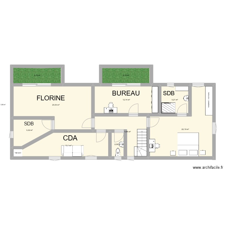 etage plan amelie. Plan de 10 pièces et 99 m2