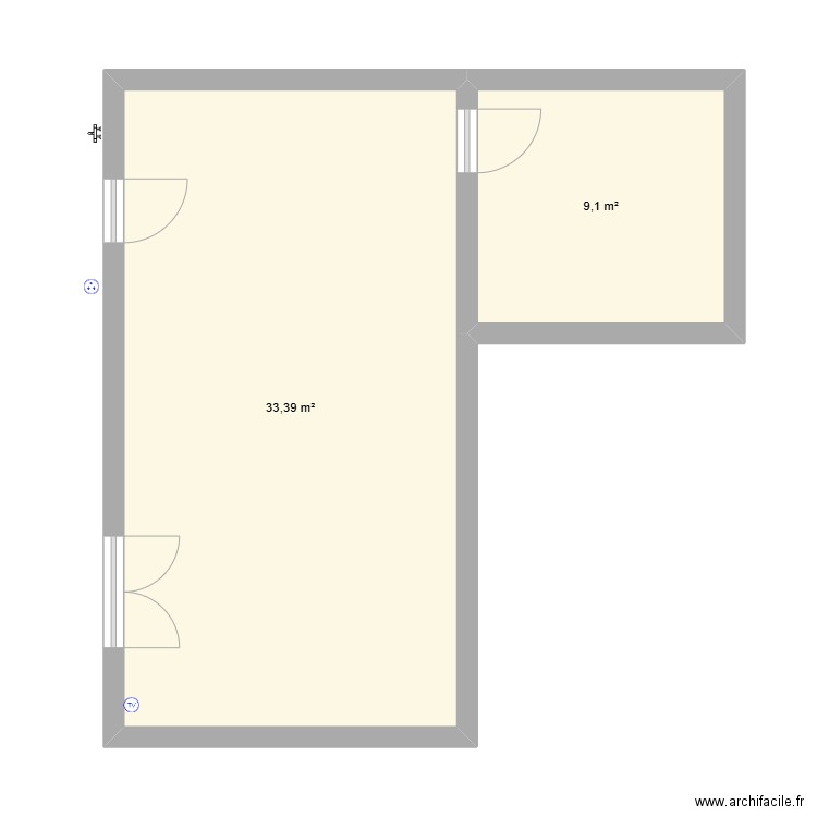 APPART T2. Plan de 2 pièces et 42 m2