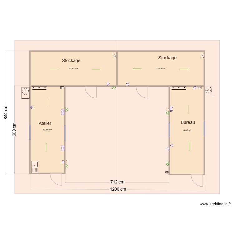 DLEM Bat 2. Plan de 4 pièces et 56 m2