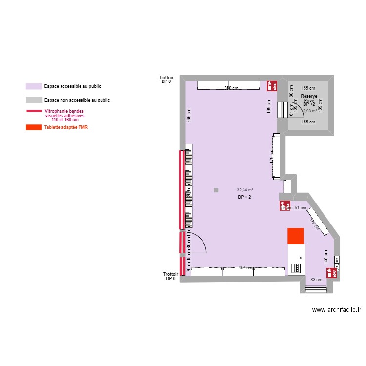 RESSEL APRES TRAVAUX. Plan de 2 pièces et 35 m2