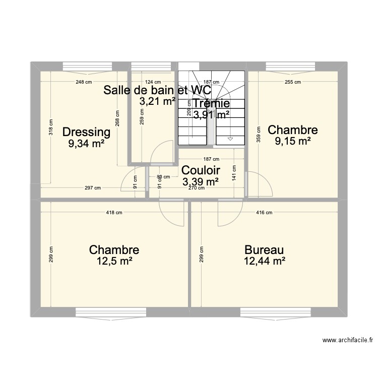 Roumanille 3. Plan de 14 pièces et 104 m2