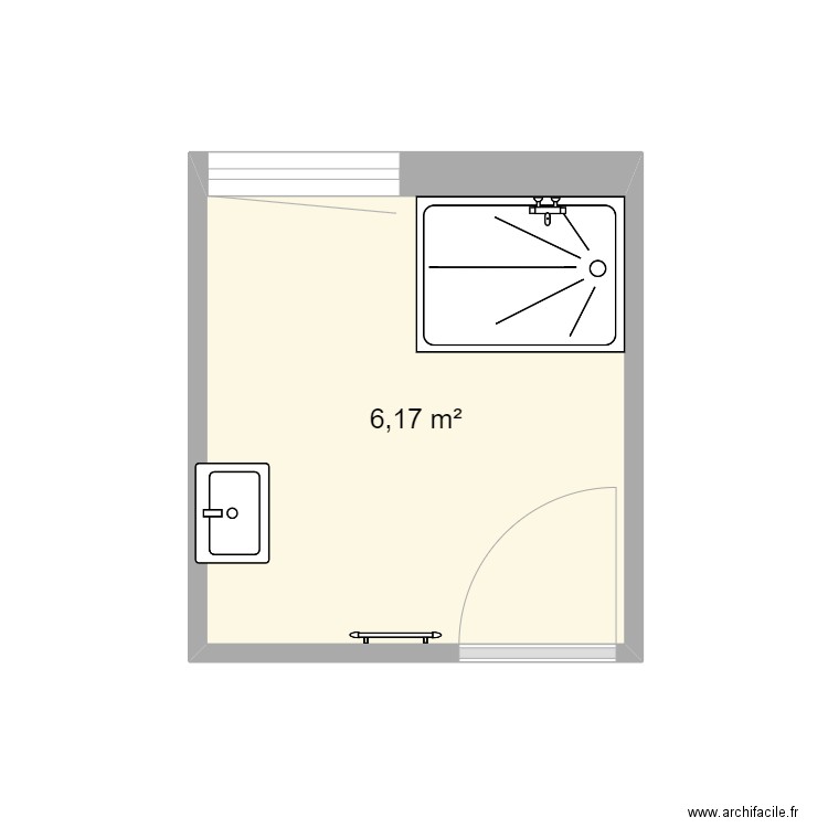 SALLE DE BAIN. Plan de 1 pièce et 6 m2