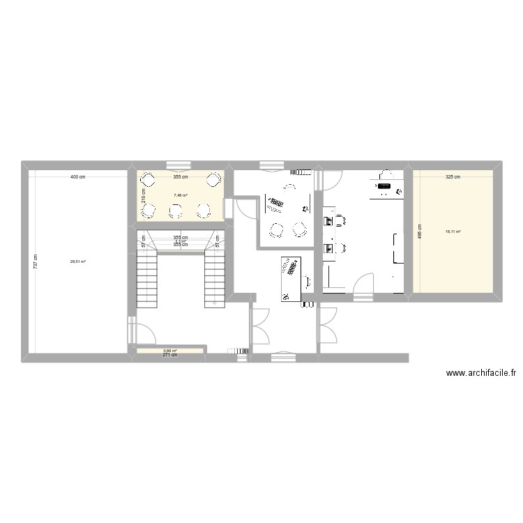 BPCHINON. Plan de 5 pièces et 57 m2