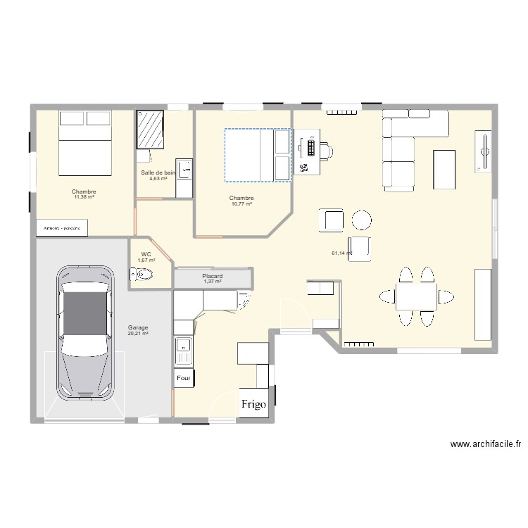 Scénario 1. Plan de 7 pièces et 111 m2