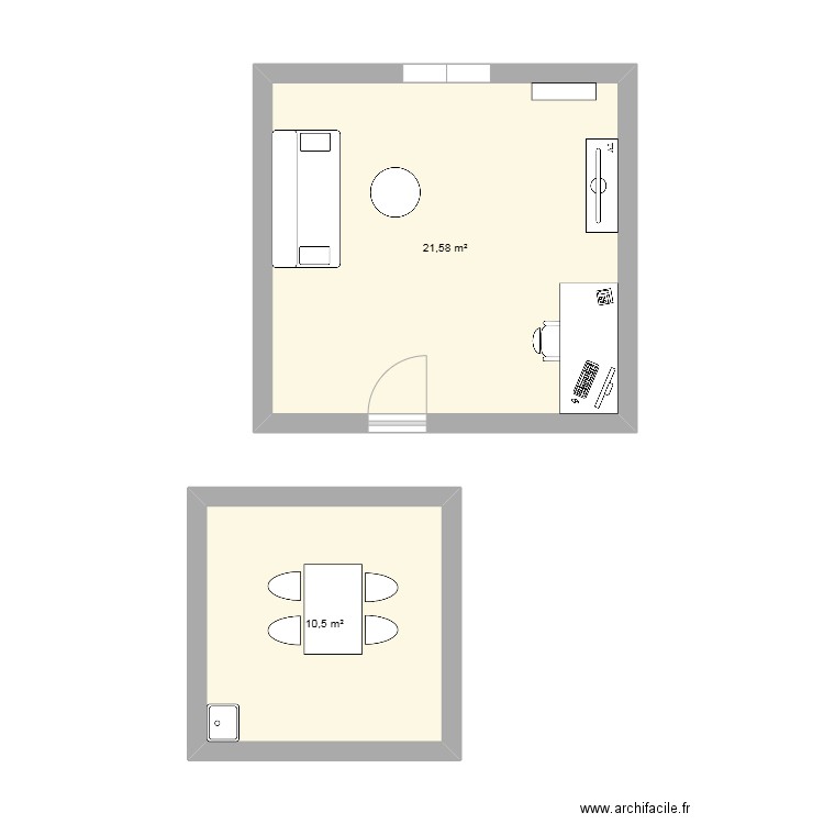 app . Plan de 2 pièces et 32 m2