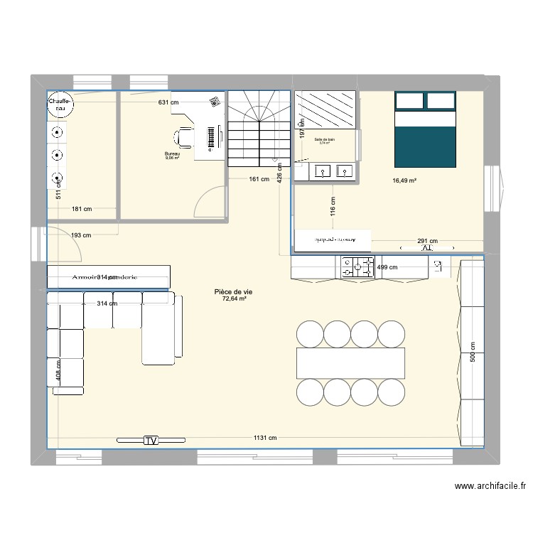 Plan 2. Plan de 4 pièces et 113 m2