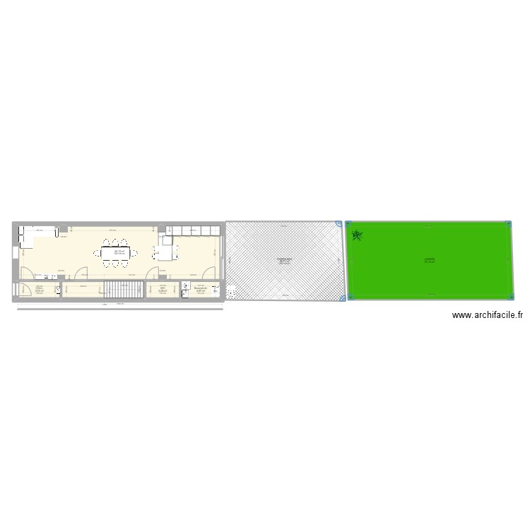 RDC. Plan de 7 pièces et 143 m2