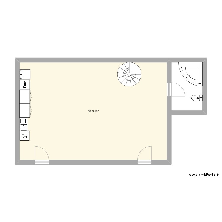 grange. Plan de 3 pièces et 99 m2