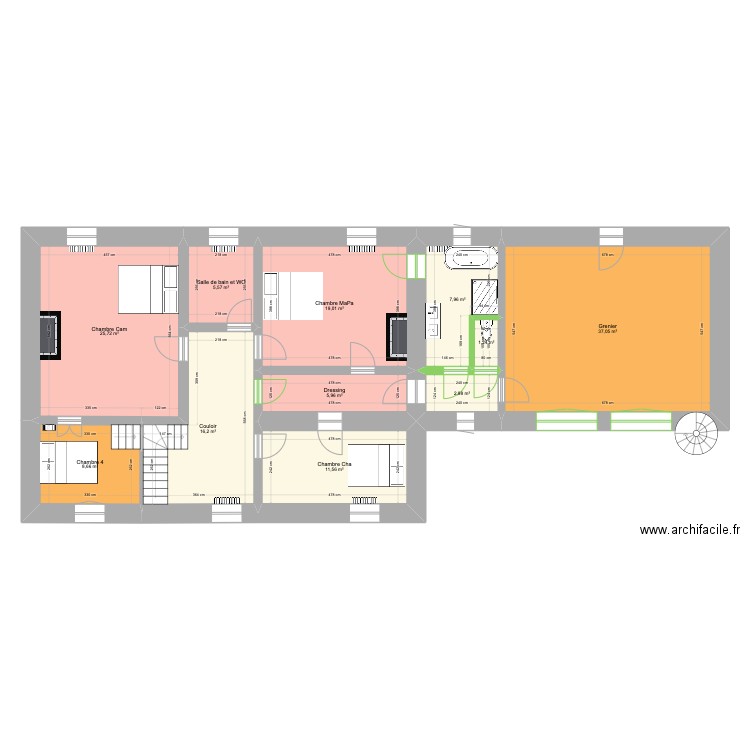 Morannes 1er actuel - Evolution. Plan de 11 pièces et 142 m2